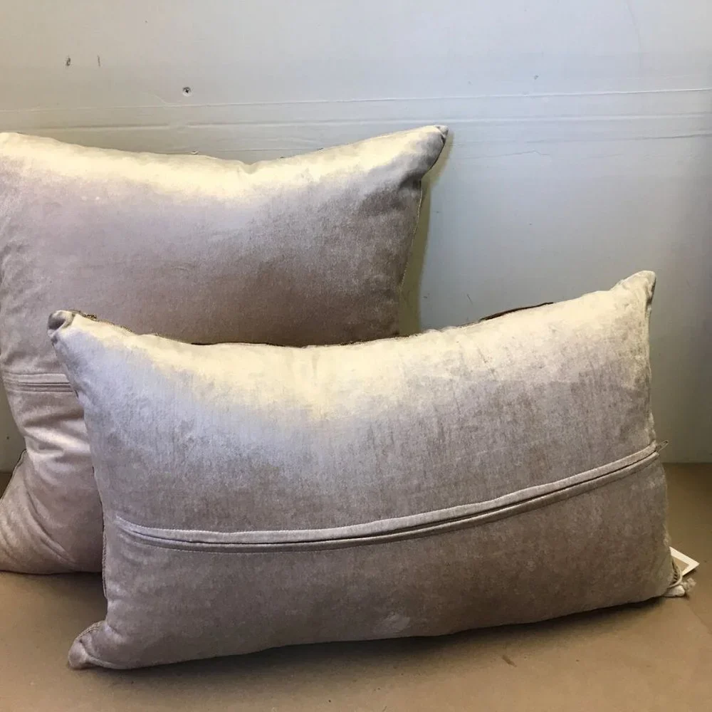 Callisto Home Velvet Leather Abstract Chevron Pillow